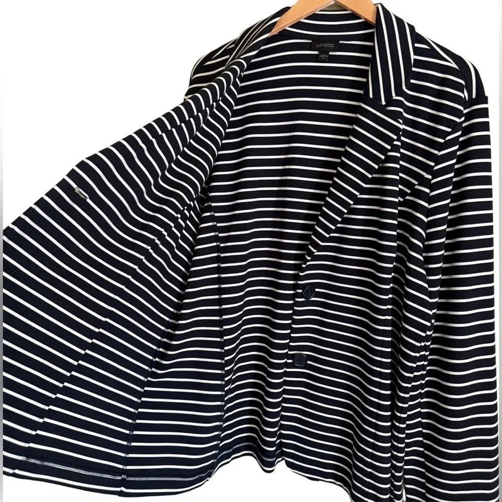J. JILL Wearever Preppy Business Casual Stretchy Unstructured Striped Blazer 2X
